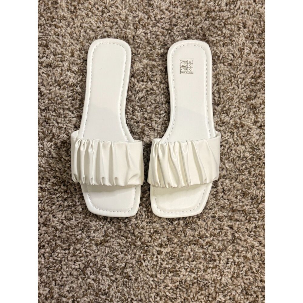 White Ruched Sandals